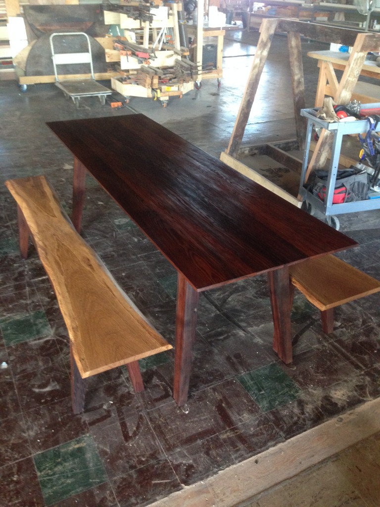 Redwood White Oak Table and Benches