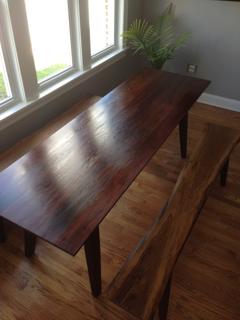 Redwood White Oak Table and Benches1