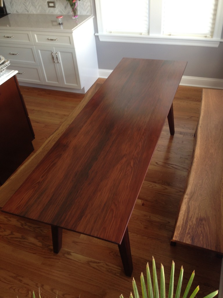 Redwood White Oak Table and Benches2