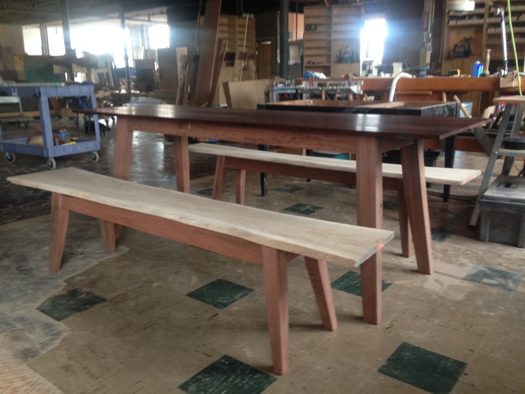 Redwood White Oak Table and Benches4