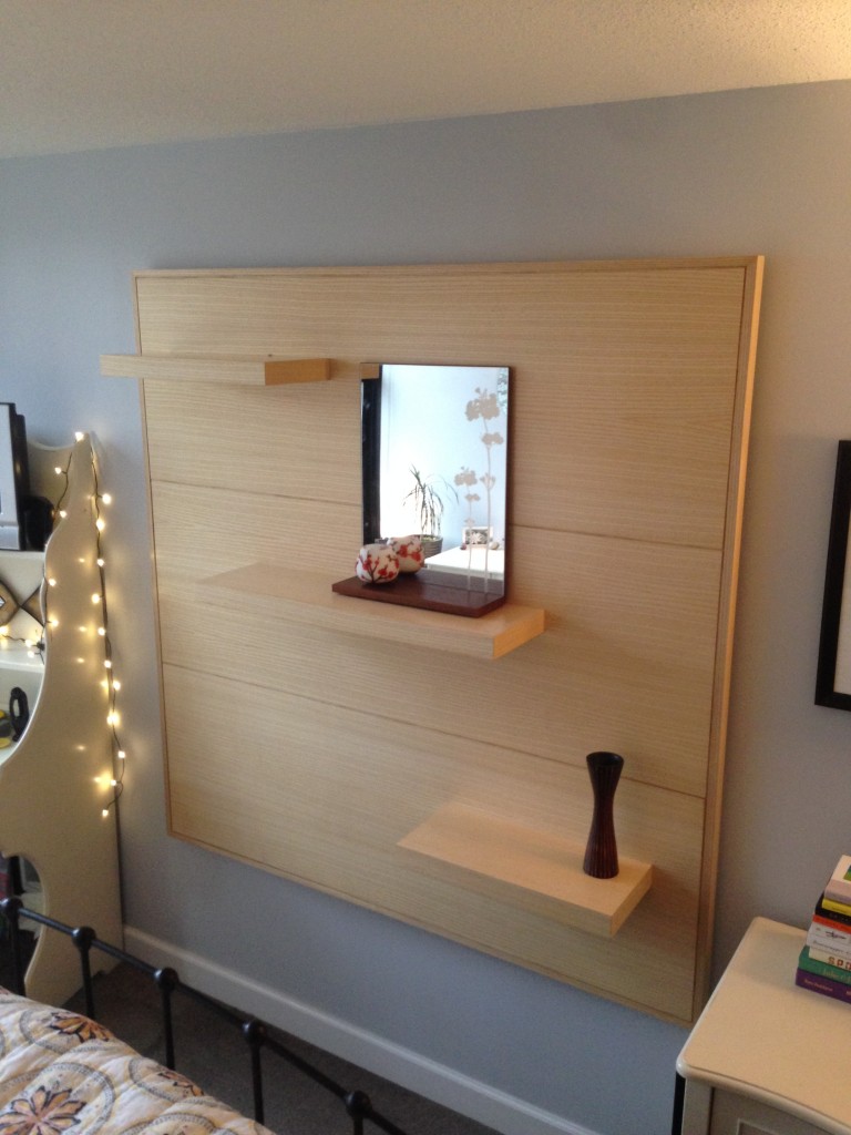 Quarter Saw Ash Wall Shelved Panel