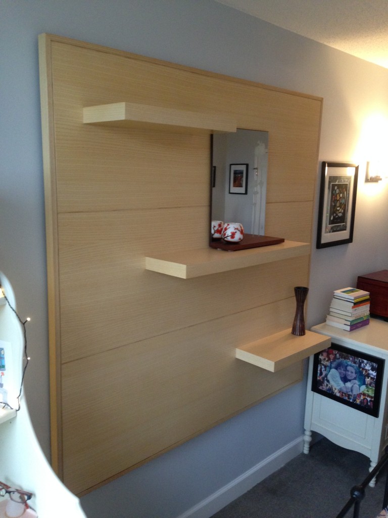 Quarter Saw Ash Wall Shelved Panel1